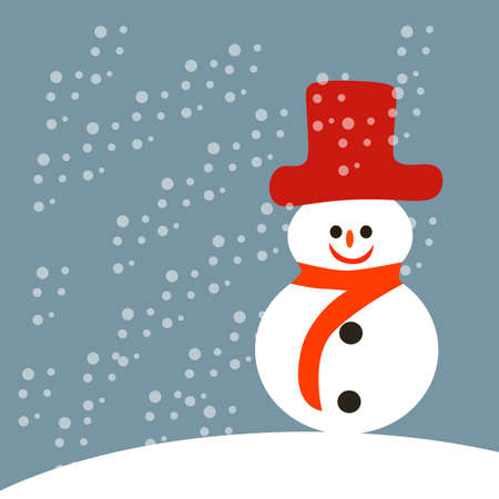Vector illustration snowman with santa claus hatのイラスト素材