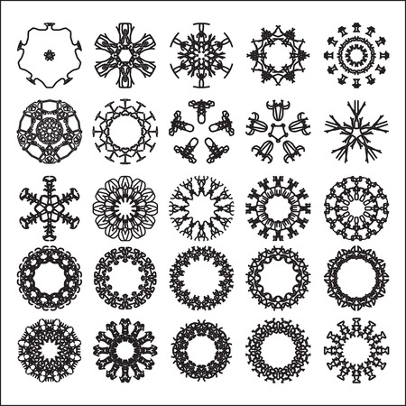 Vector illustration group of circle ornament black and white ornamental pattern roundのイラスト素材