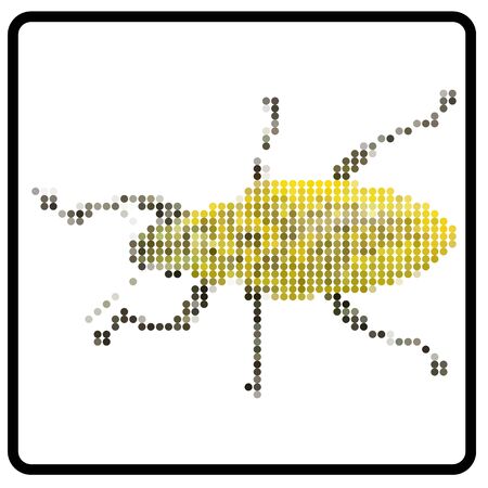 Vector illustration dot pixel yellow bug on white backgroundのイラスト素材