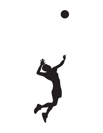 Vector illustration black volleyball playerのイラスト素材