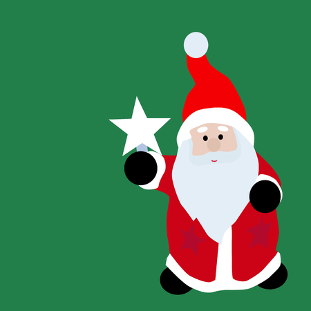 Vector illustration Santa Claus on green backgroundのイラスト素材