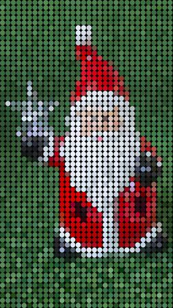 Vector illustration Santa Claus dot pixel on green backgroundのイラスト素材
