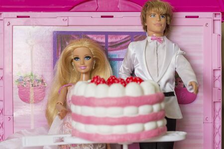 Krabi, Thailand - October 5, 2017: Barbies in the doll house.