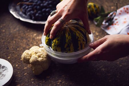creation of an imprint in gypsum, applied art creativity, seasonal vegetables and fruits, Provencal styleの写真素材
