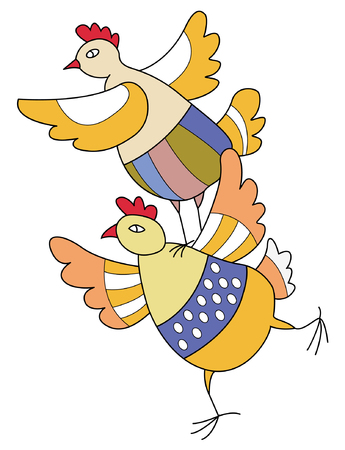 chickens-acrobats のイラスト素材