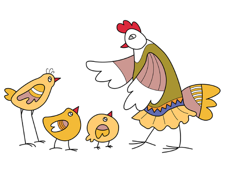 mother-hen scolds naughty chicks
のイラスト素材