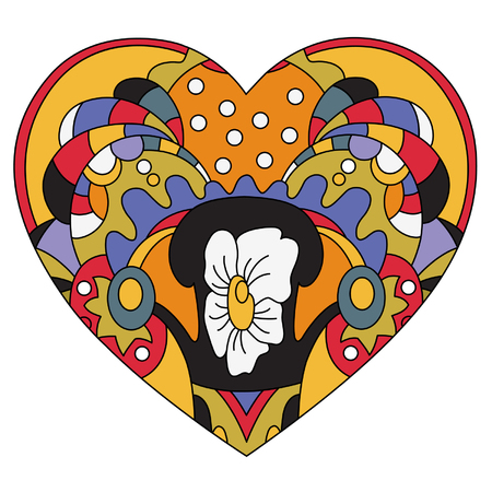 valentine postcard with bright decorative ornament and a flowerのイラスト素材