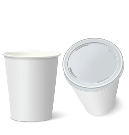 White Paper Cups isolated on white  Vector illustrationのイラスト素材