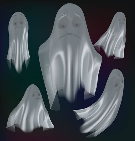 Set of ghosts isolated on background. Vector illustrationのイラスト素材