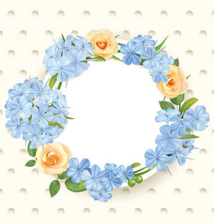 Floral background with roses, flocks and frame. Vector illustrationのイラスト素材