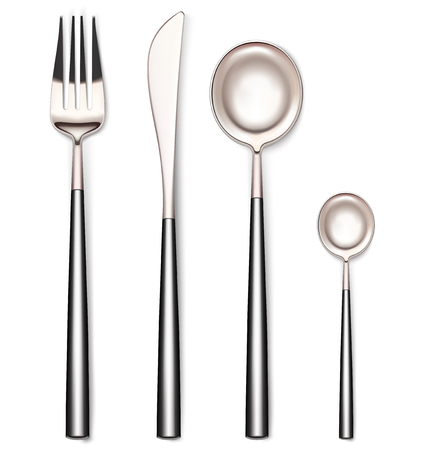 Fork, spoons and knife. Vector illustrationのイラスト素材