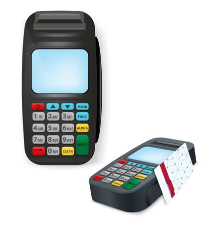 Payment terminal isolated on white. illustrationのイラスト素材