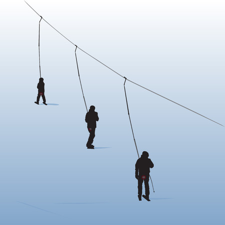 Athletes on the surface lift on the routeのイラスト素材
