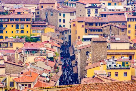 Top view of a street in the center of Florence, Italyの写真素材