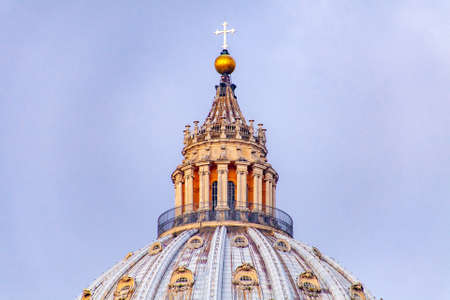 Detail of the dome of St. Peter's Basilica, Rome, Italyのeditorial素材