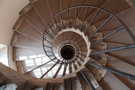 The ancient magnificent spiral staircase inside the grandiose Villa d'Este, Tivoli, Lazio
