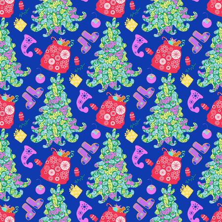 Seamless pattern with Christmas paraphernaliaのイラスト素材