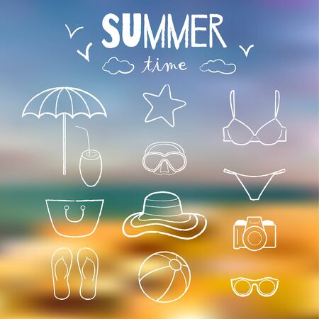 Vector illustration in doodle line styleのイラスト素材