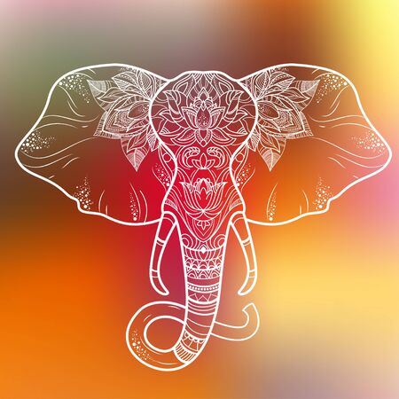 Decorative vector elephant with beautiful ornaments. Use for print posters t-shirts textilesのイラスト素材