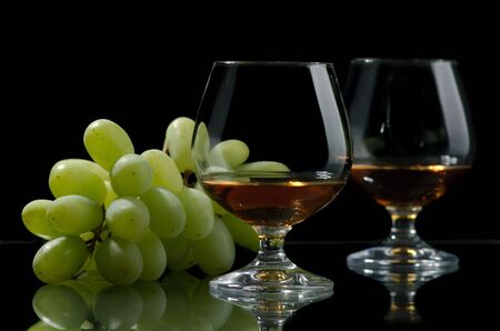 Cognac and grapesの写真素材