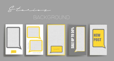 Design backgrounds for social media banner.Set of  stories frame templates.Vector cover. Mockup for personal blog or shop. Layout for promotion.のイラスト素材
