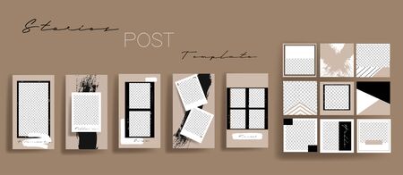 Set of  stories frame templates. Vector cover. Mockup for personal blog or shop. Layout for promotion. Endless square puzzle.のイラスト素材