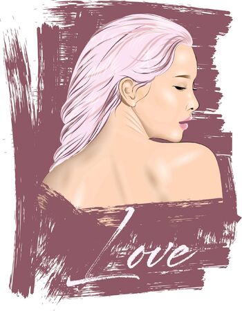 Cute girl illustration. Perfect for home decor such as posters, wall art, tote bag, t-shirt print, sticker, post card.のイラスト素材