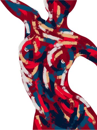 Oil brush stroke painting illustration of woman.のイラスト素材