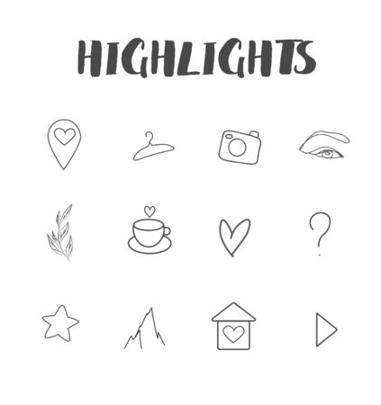 Set of icons for your business, scrap booking, bullet journal, story buttons. Vector set design templates icons and emblems - social media story highlight.のイラスト素材