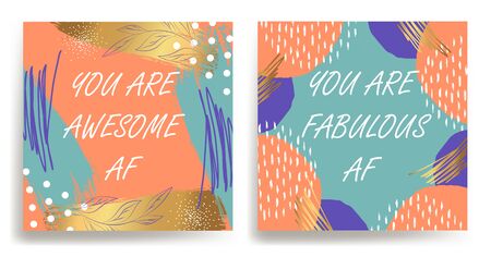 A set of postcard with the words of cheering up. Design template.のイラスト素材