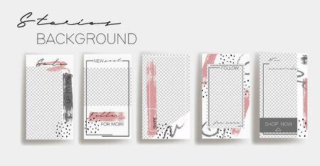 stories frame templates. Mockup for social media banner. white and gray abstract collage layout design.のイラスト素材