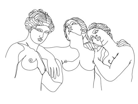 One line drawing sketch illustration. Modern single line art, aesthetic contour. Perfect for home decor such as posters, wall art, tote bag, t-shirt print, stickerのイラスト素材