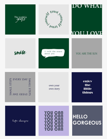 Design backgrounds for social media banner. Set of social media post frame templates.Vector cover. Mockup for personal blog or shop.Layout for promotion.Endless square puzzle.のイラスト素材
