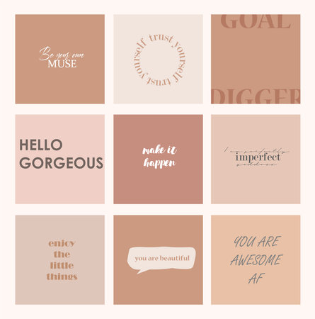 Design backgrounds for social media banner.Set of social media post frame templates.Vector cover. Mockup for personal blog or shop.Layout for promotion.Endless square puzzle.のイラスト素材
