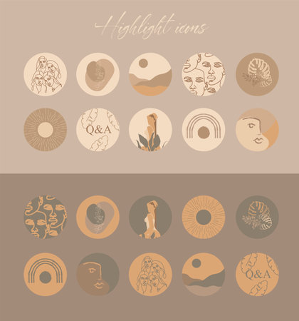 Set of vector icons for your business, scrapbooking, bullet journalling, social media story buttons. Vector set design templates icons and emblems - social media story highlight.のイラスト素材