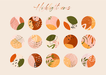Set of vector icons for your business, scrapbooking, bullet journalling, social media story buttons. Vector set design templates icons and emblems - social media story highlight.のイラスト素材
