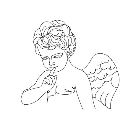 One line drawing sketch. Sculpture vector illustration.Modern single line art, aesthetic contour. Perfect for home decor such as posters, wall art, tote bag, t-shirt print, stickerのイラスト素材