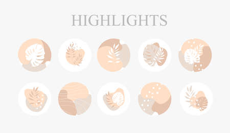 Set of vector icons for your business, scrapbooking, bullet journalling, social media story buttons. Vector set design templates icons and emblems - social media story highlight.のイラスト素材