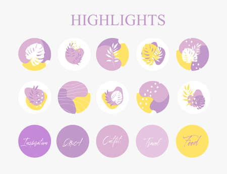 Set of vector icons for your business, scrapbooking, bullet journalling, social media story buttons. Vector set design templates icons and emblems - social media story highlight.のイラスト素材