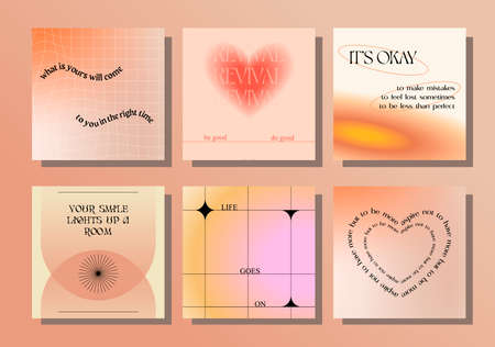 Design backgrounds for social media banner. Set of  post frame templates. Vector cover. Mockup for personal blog or shop. Layout for promotion. Endless square puzzle.のイラスト素材