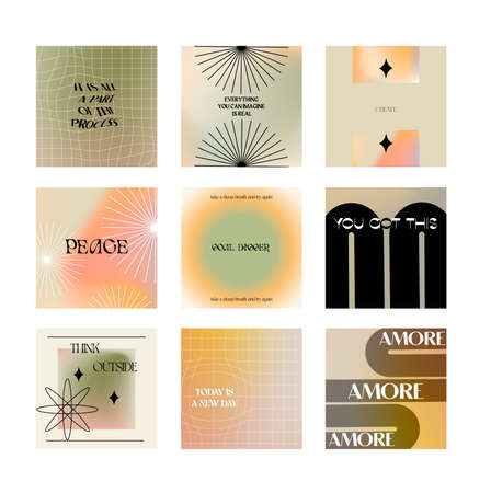 Design backgrounds for social media banner. Set of post frame templates. Vector cover. Mockup for personal blog or shop. Layout for promotion. Endless square puzzle.のイラスト素材