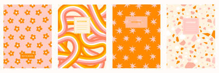 Trendy covers set. Cool abstract design. For notebooks, planners, brochures, books, catalogs etc. vector illustration.のイラスト素材