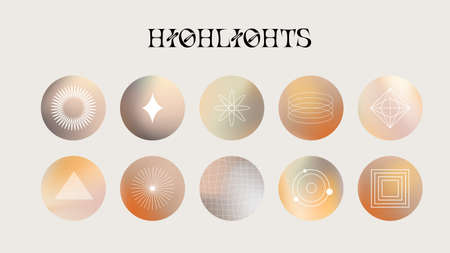 Set of vector icons for your business, scrapbooking, bullet journaling, story buttons. Vector set design templates icons and emblems - social media story highlight.のイラスト素材