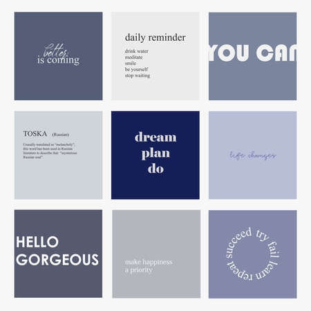 Design backgrounds for social media banner. Set of post frame templates. Vector cover. Mockup for personal blog or shop. Layout for promotion. Endless square puzzle.のイラスト素材