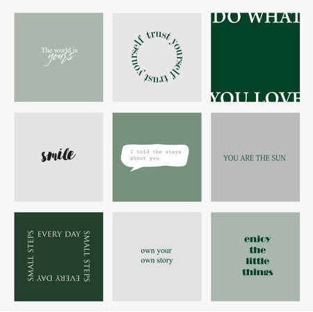 Design backgrounds for social media banner. Set of post frame templates. Vector cover. Mockup for personal blog or shop. Layout for promotion. Endless square puzzle.のイラスト素材