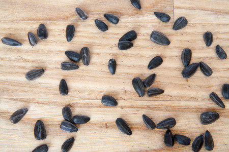 a pile of sunflower seeds isolatedの写真素材