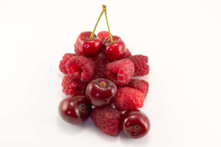 delicious and juicy berry raspberry and cherryの写真素材