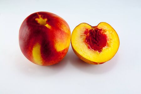 Nectarine fruit isolated on white background .の写真素材