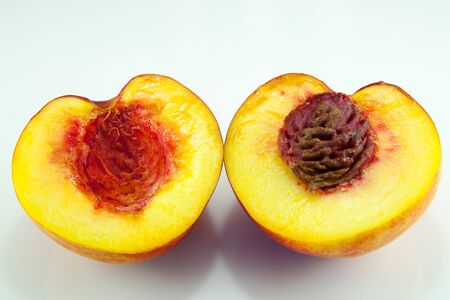 Nectarine fruit isolated on white background .の写真素材
