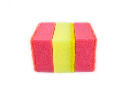 Sponge scouring pads on an isolated white background with a clipping pathの写真素材